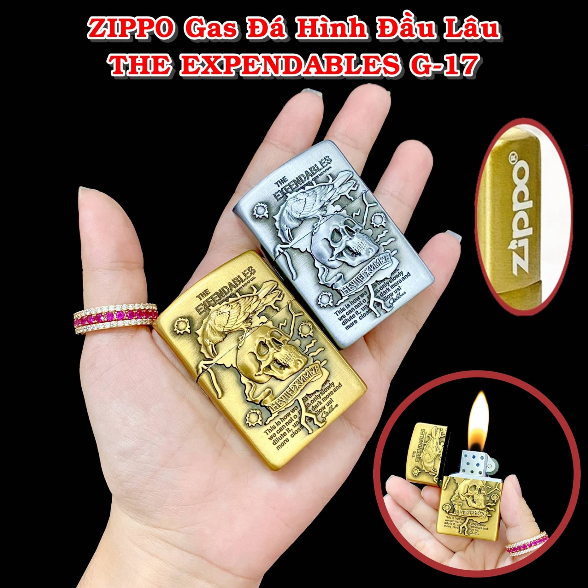 Bật lửa Zippo hình đầu lâu xài gas