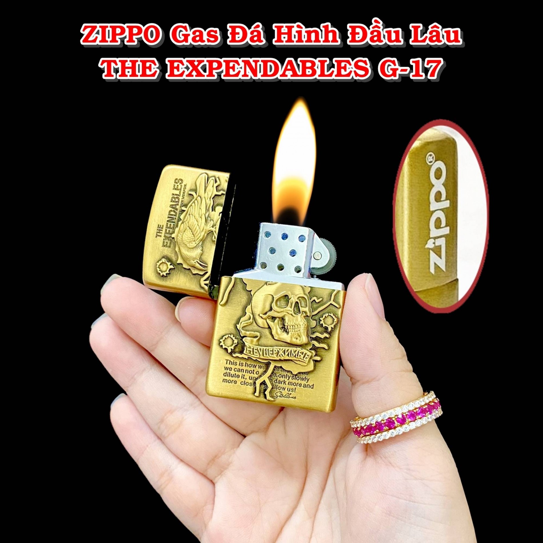 Bật lửa Zippo hình đầu lâu xài gas