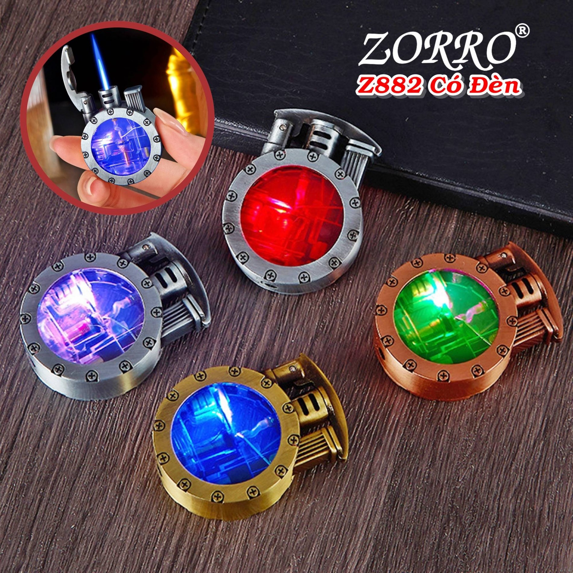 Bật lửa khè gas lộ thiên zorro z882 (có đèn nhấp nháy) - (xài gas)