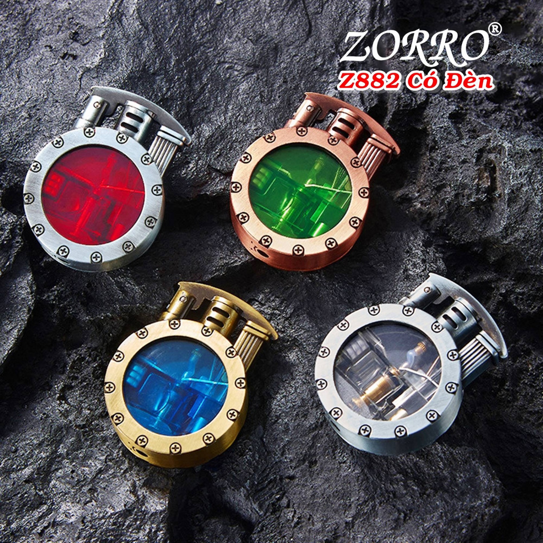 Bật lửa khè gas lộ thiên zorro z882 (có đèn nhấp nháy) - (xài gas)