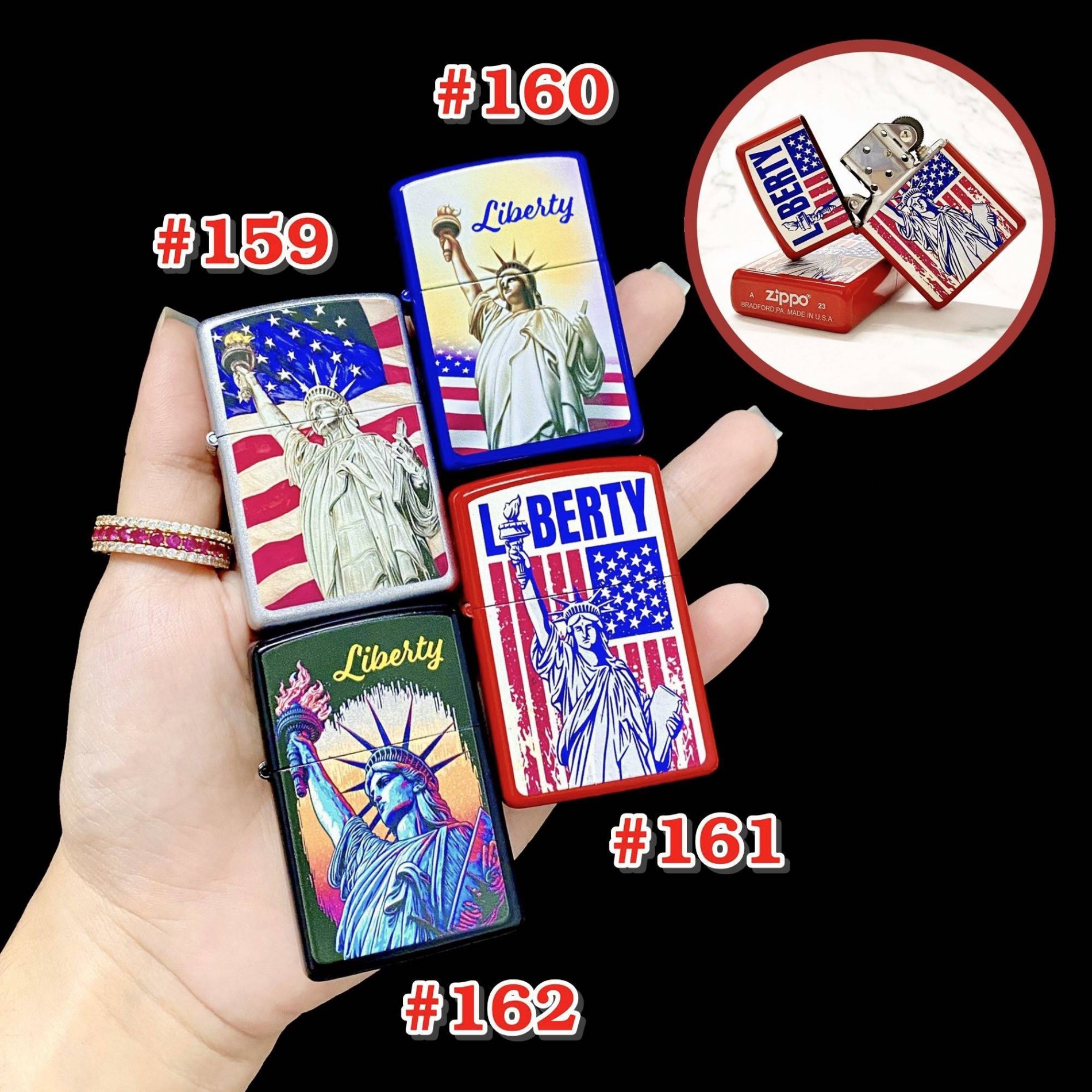 Bật lửa Zippo mặt hình tượng nữ thần tự do H-162