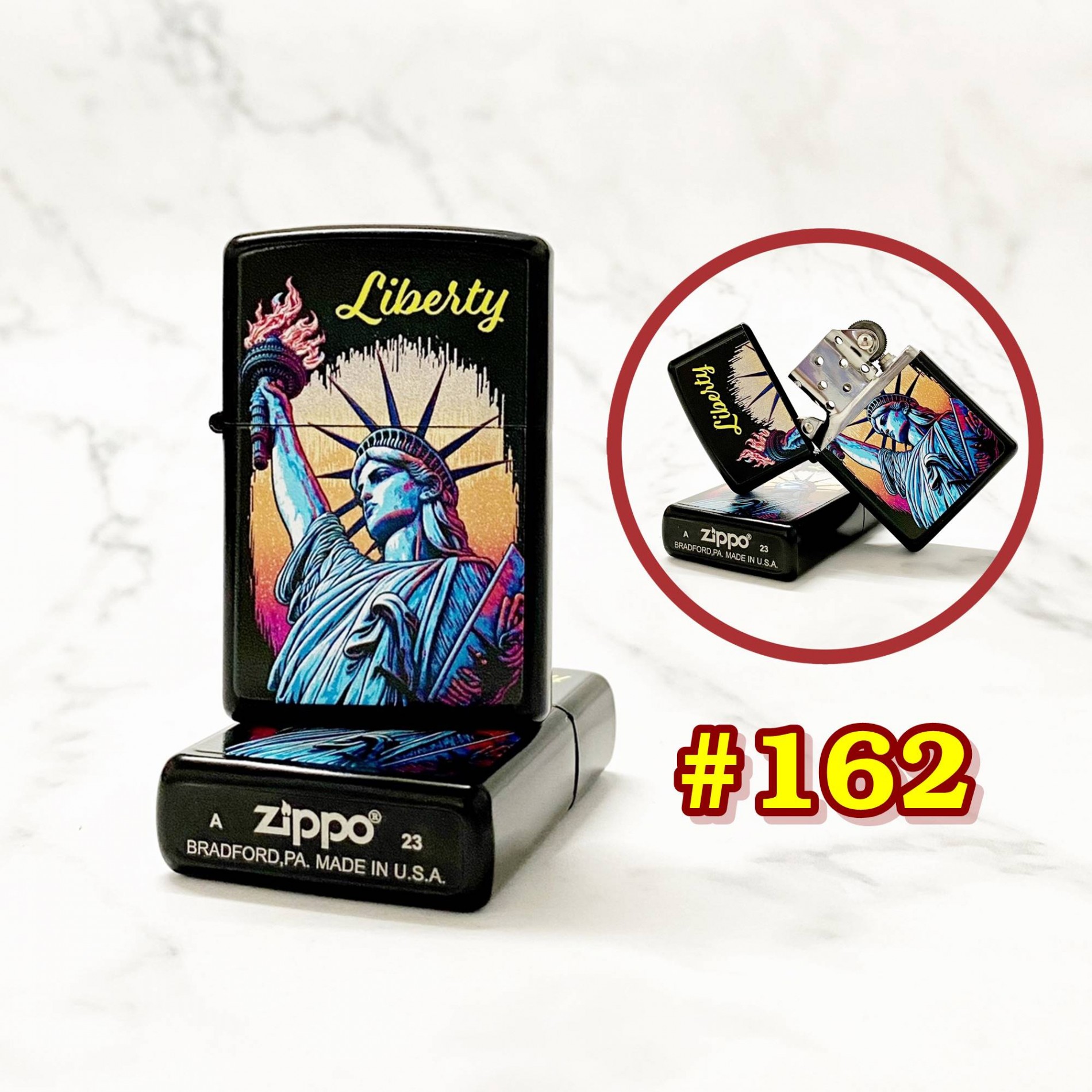 Bật lửa Zippo mặt hình tượng nữ thần tự do H-162