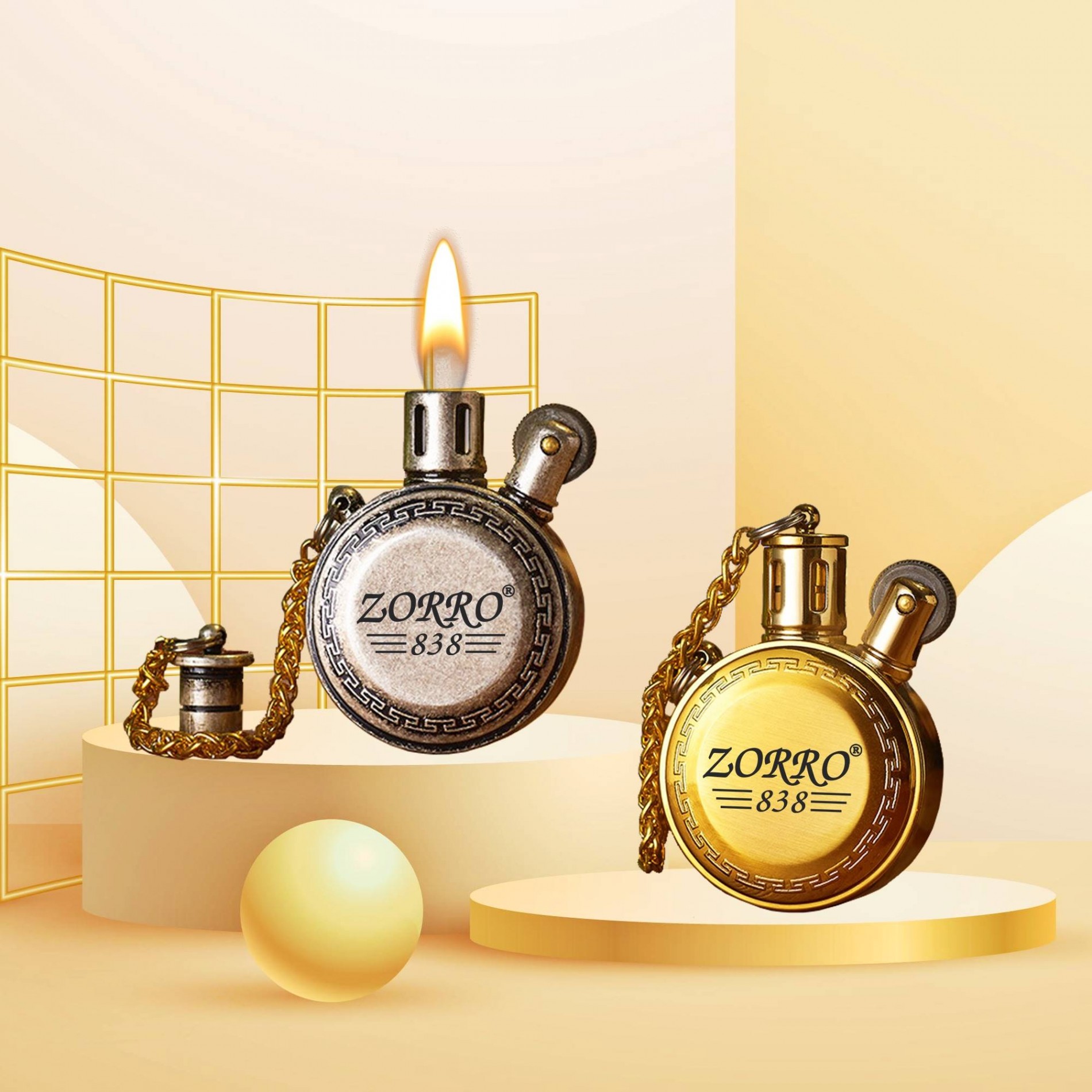Bật lửa Zorro Z838 kiểu quả quýt xăng đá cổ